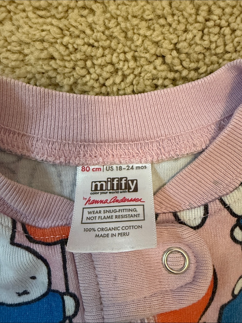 Hanna Andersson Pink Bunny “Miffy” Balloon Footed One-Piece - Picture 2 of 5